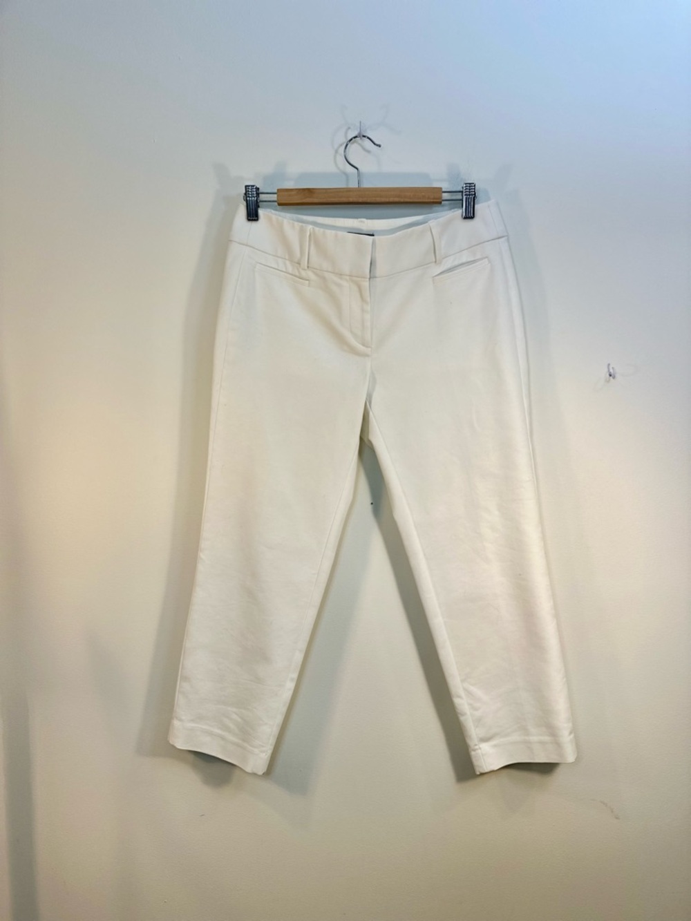 EUC LOFT Pants Sz 6 Marisa Mid Rise Cropped Trouser Cotton Rayon Spandex White